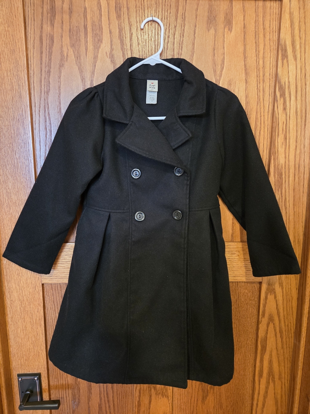 Girls' Black Double-Breasted Coat by Wonder Nation